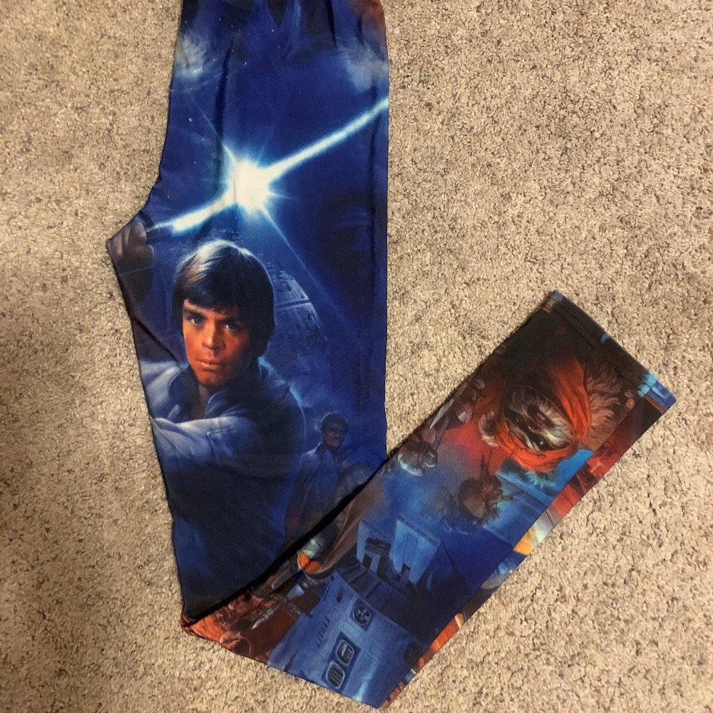 Star Wars Leggings Spandex - Montage Luke Skywalker, Yoda, Princess Leia, R2 D2